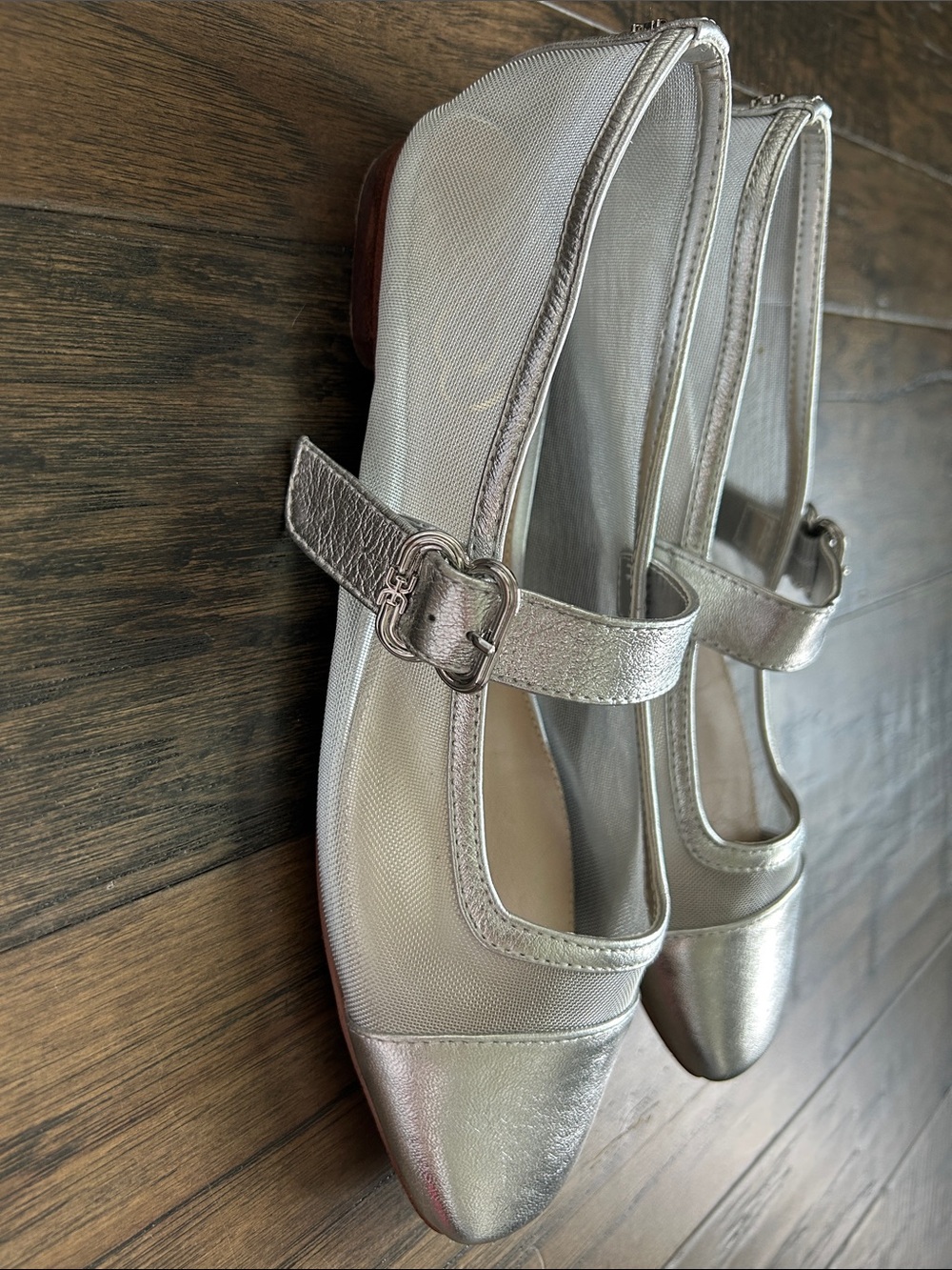 Sam Edelman Silver Mary Jane Flats with Square Toe - Picture 4 of 8